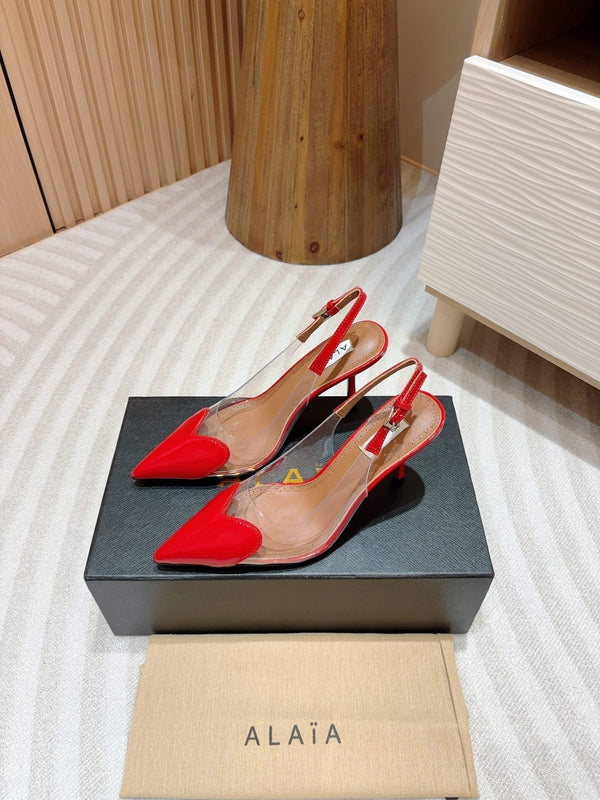 alaia slingbacks 95 optic red heart lambskin