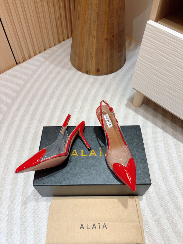 alaia slingbacks 95 optic red heart lambskin