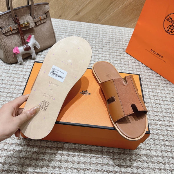 HM Izmir Sandals Brown Fabric Calfskin 294952