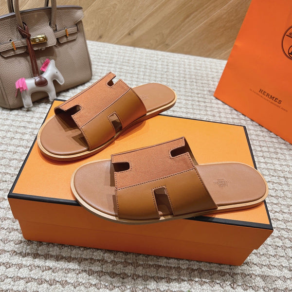 HM Izmir Sandals Brown Fabric Calfskin 294952