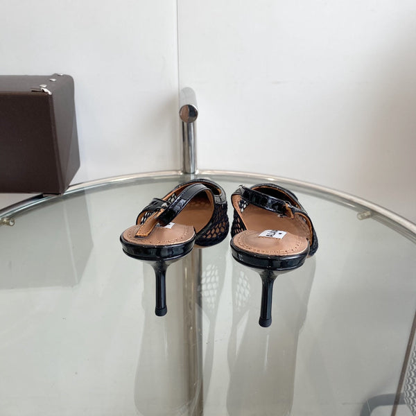 alaia slingbacks 60 fishnet black heart lambskin