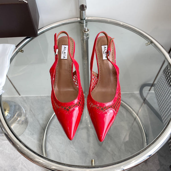 alaia slingbacks 60 fishnet red heart lambskin
