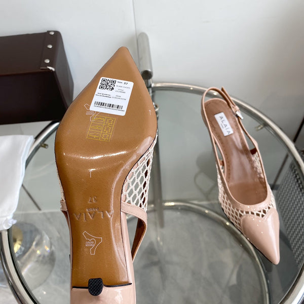alaia slingbacks 60 fishnet pink heart lambskin