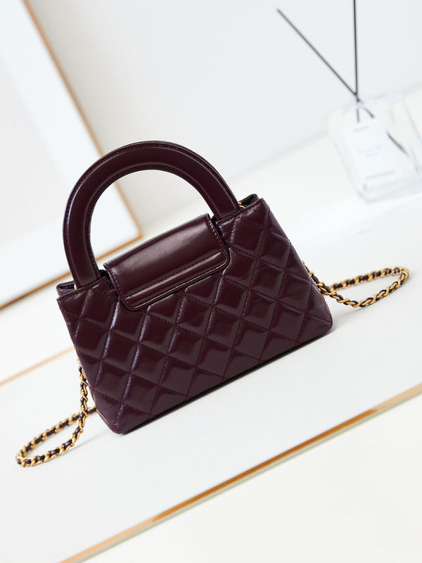 cc 24a nano 19cm kelly shopper bag cherry red lambskin