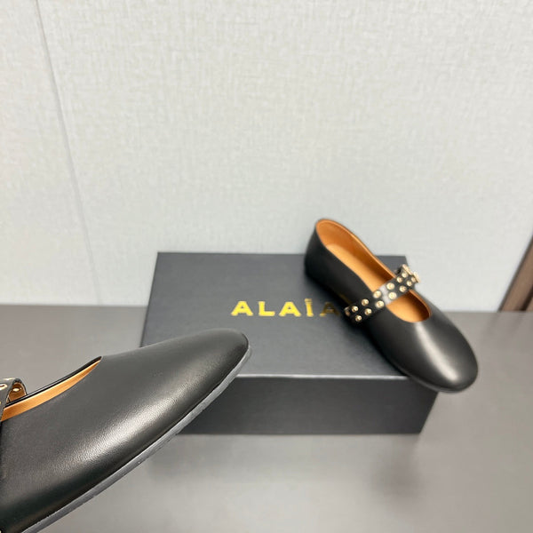 ALAIA MARY JANE SHOES IN BLACK LAMBSKIN SILVER HARDWARE