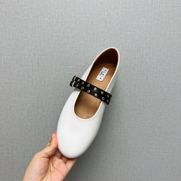 ALAIA MARY JANE SHOES IN WHITE LAMBSKIN SILVER HARDWARE
