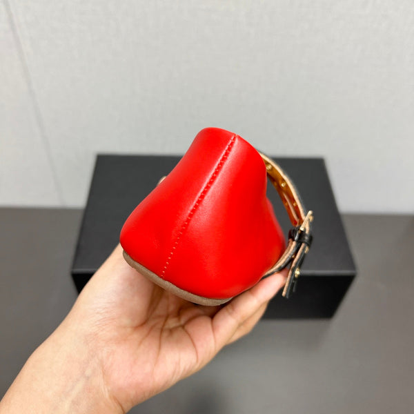 ALAIA MARY JANE SHOES IN CHERRY RED LAMBSKIN SILVER HARDWARE