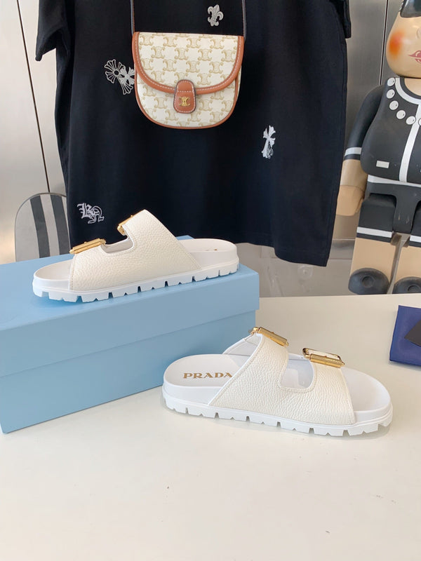 SANDALI CON CINTURINO PRA IN PELLE DI AGNELLO BIANCA