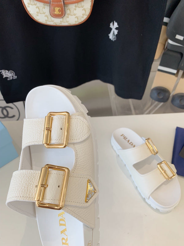 SANDALI CON CINTURINO PRA IN PELLE DI AGNELLO BIANCA