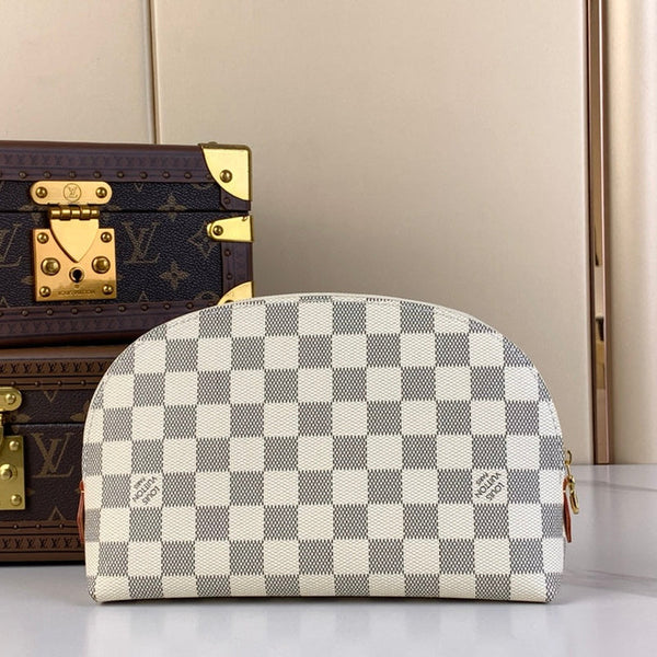 BORSA PER COSMETICI 22 IN TELA DAMIER AZUR GRIGIO BIANCO