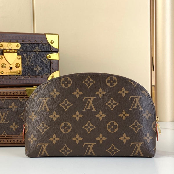 BORSA PER COSMETICI 22 IN TELA MONOGRAMMA MARRONE