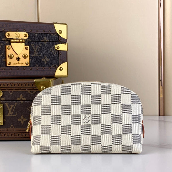 BORSA PER COSMETICI PM 19 IN TELA DAMIER AZUR GRIGIO BIANCO