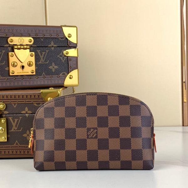 POCHETTE COSMETICI PM 19 IN TELA DAMIER EBENE MARRONE