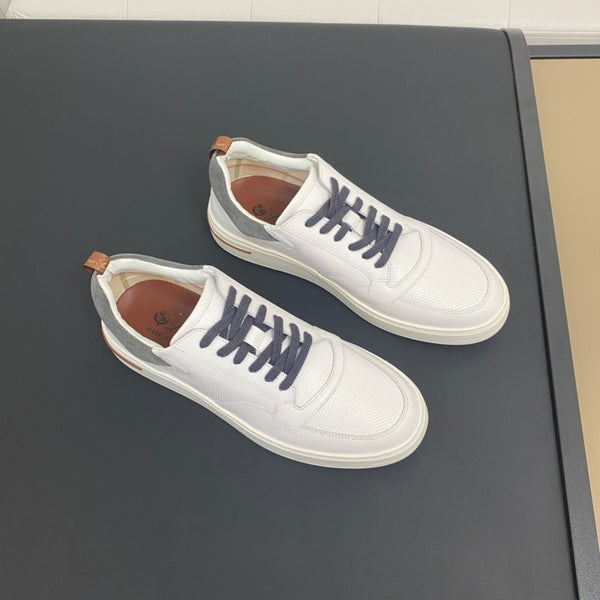 LP NEWPORT WALK SNEAKERS IN PELLE DI VITELLO BIANCA E GRIGIA