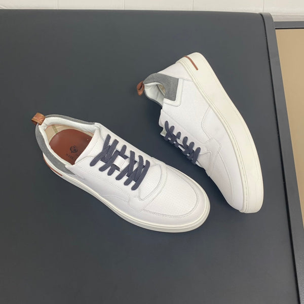 LP NEWPORT WALK SNEAKERS IN PELLE DI VITELLO BIANCA E GRIGIA