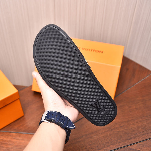 LV MULE BLACK WITH WHITE LOGO MONOGRAM CALFSKIN