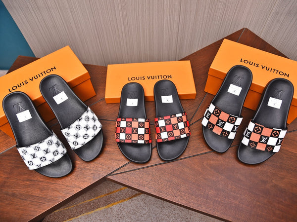 LV MULE RED MIX ORANGE DAMIER MONOGRAM CALFSKIN