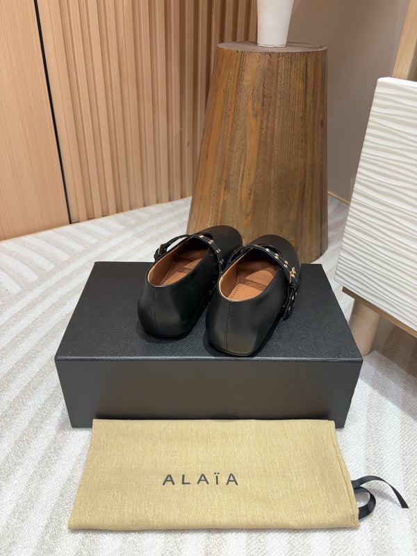 alaia ballet flat black calfskin