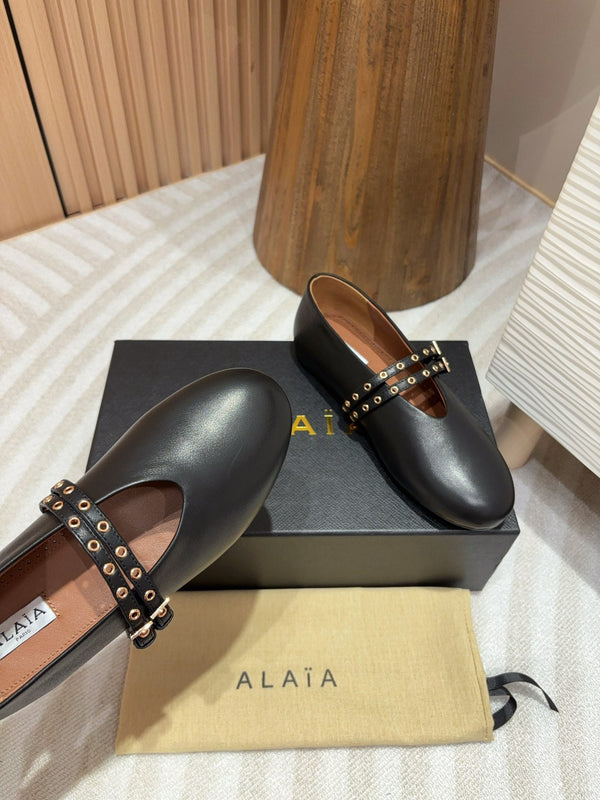 alaia ballet flat black calfskin