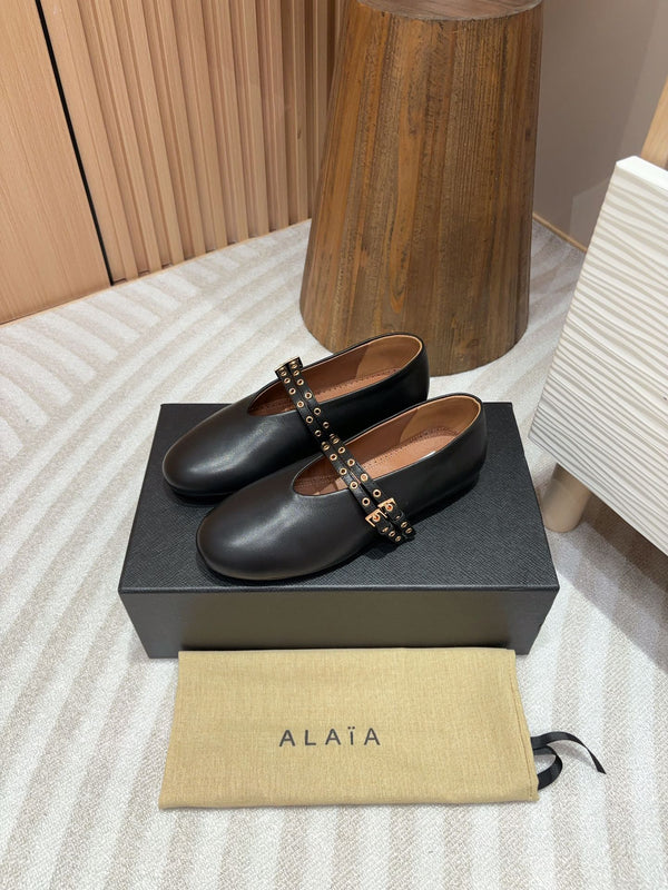 alaia ballet flat black calfskin