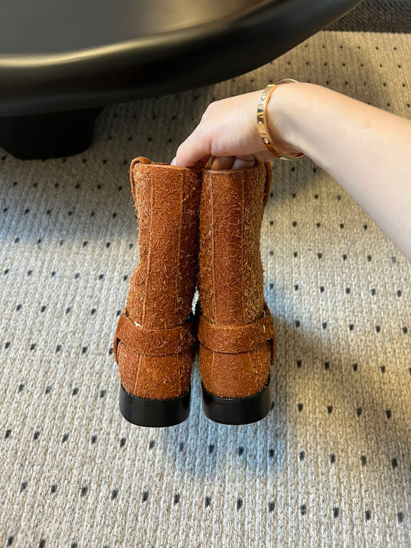 Loewe knight boots caramel brown suede cowhide 478448