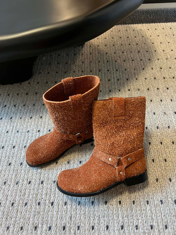 Loewe knight boots caramel brown suede cowhide 478448