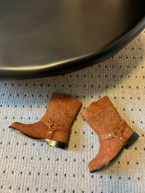 Loewe knight boots caramel brown suede cowhide 478448