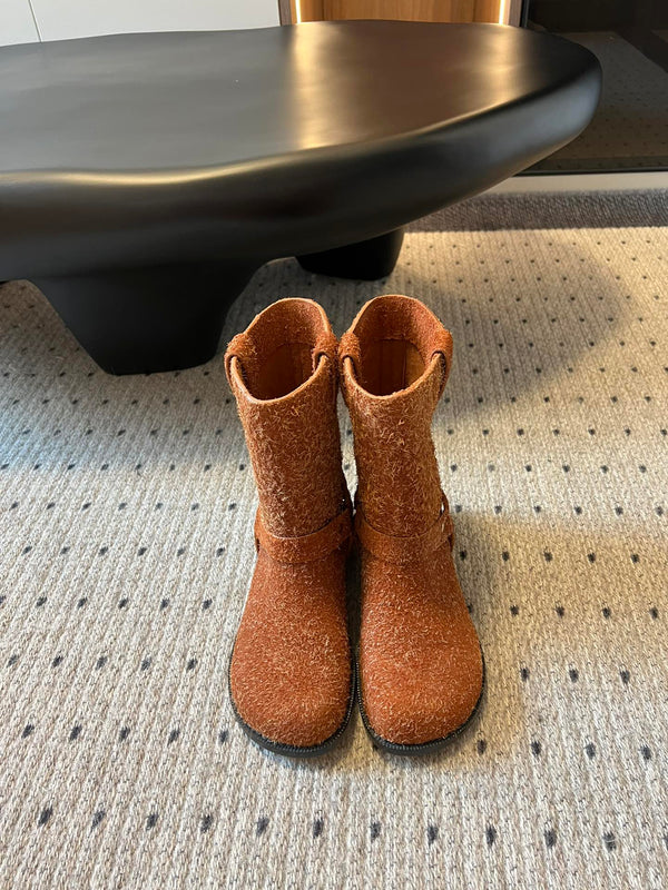 Loewe knight boots caramel brown suede cowhide 478448