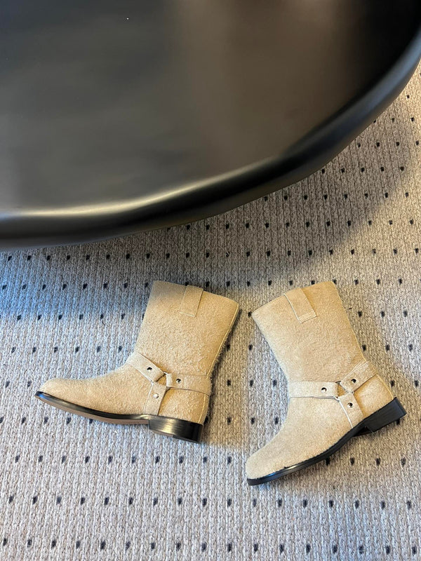 Loewe knight boots beige suede cowhide 478449