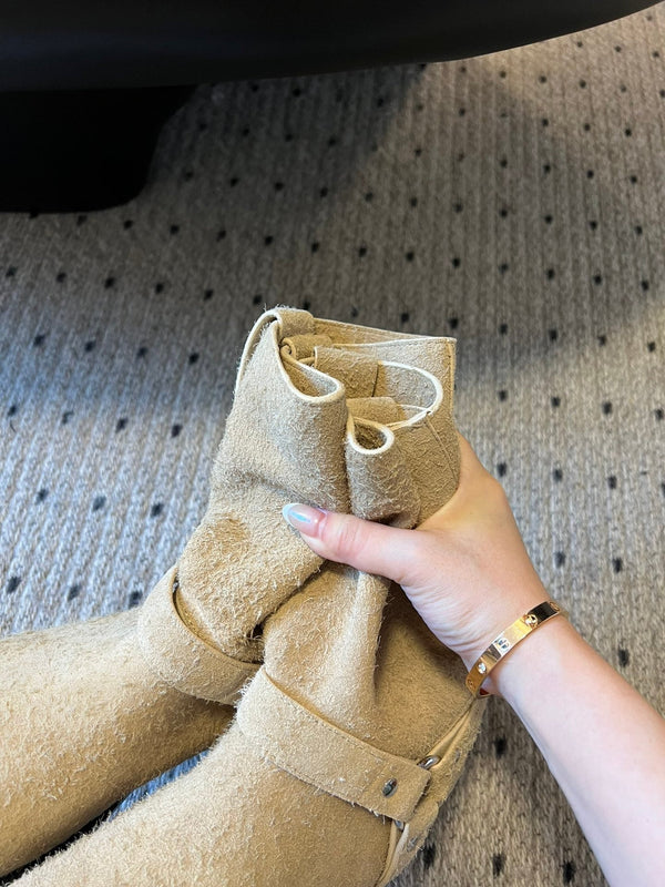 Loewe knight boots beige suede cowhide 478449