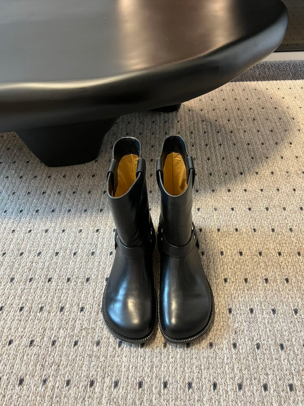 Loewe knight boots black sheepskin 478450