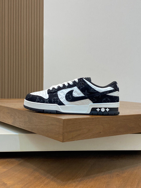 AIR TRAINER IN BLACK MIX WHITE CALFSKIN