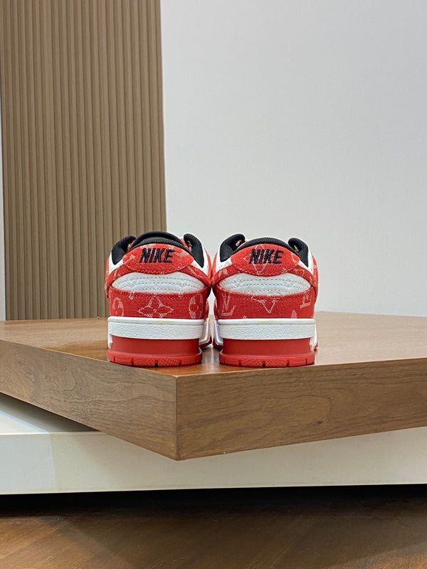 AIR TRAINER IN CRIMSON RED MIX WHITE CALFSKIN