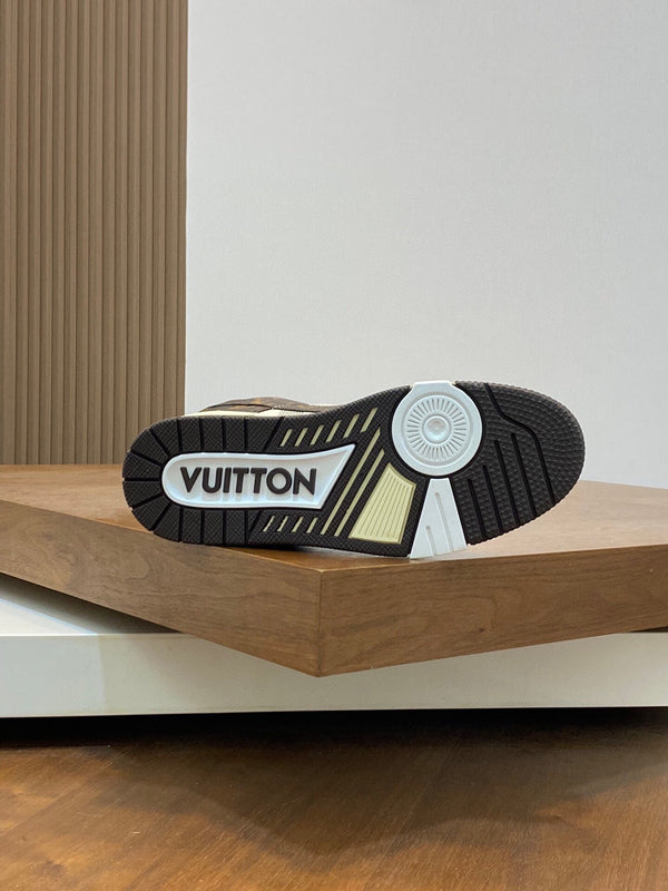 AIR TRAINER IN BROWN DAMIER CALFSKIN