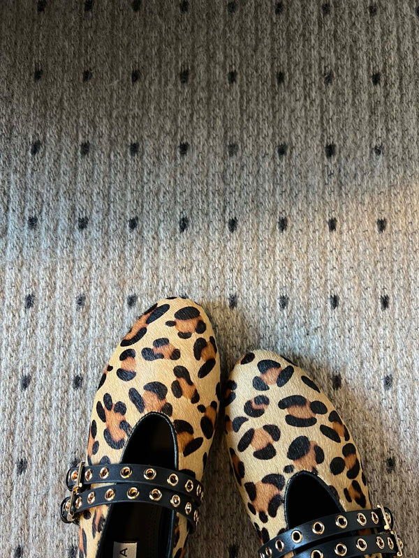 ALAIA MARY JANE SHOES IN LEOPARD ZP CUSTOM STRAW AND DENIM