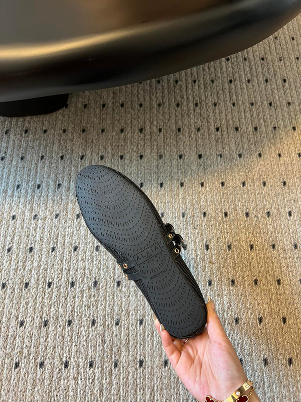 ALAIA MARY JANE SHOES IN BLACK ZP CUSTOM STRAW AND DENIM