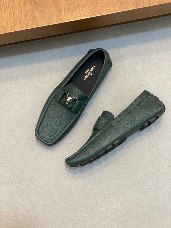 LV LOAFER IN GREEN FOREST WRINKLE CALFSKIN