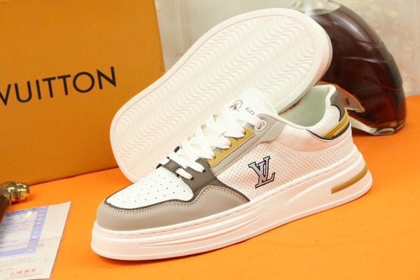 LV TRAINER SNEAKER IN WHITE MIX GREY MESH CALFSKIN