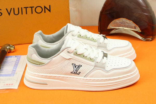 LV TRAINER SNEAKER IN WHITE MESH CALFSKIN