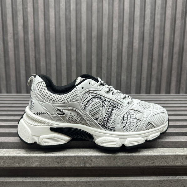 CD CHRONO SNEAKER WHITE AND BLACK CALFSKIN