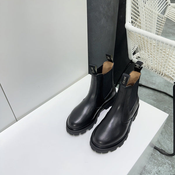 Celin Magaret Chelsea Boot Black Calfskin