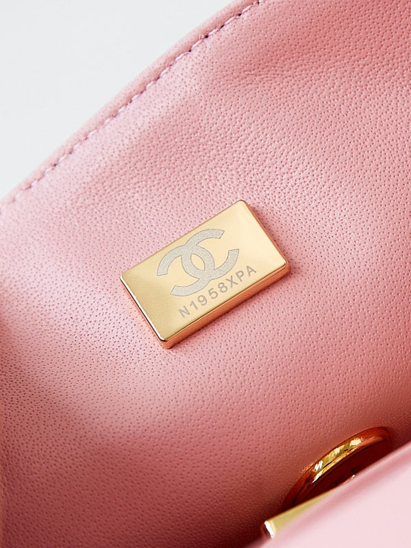 24b mini flap bag 20cm pink lambskin silver purple diamond