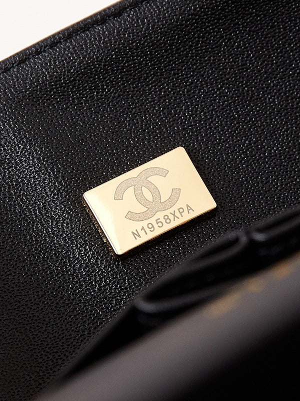 24b medium flap bag 25cm black lambskin silver diamond