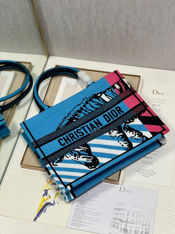 CD Zebra Book Tote Bag Blue Canvas 336519