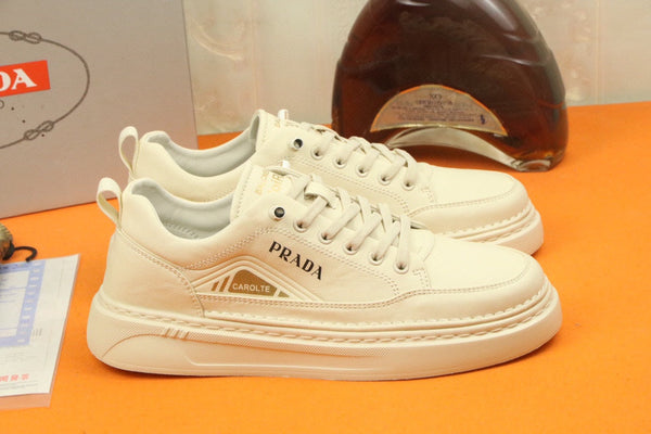 PRA SNEAKER IN BEIGE CALFSKIN AND FABRIC