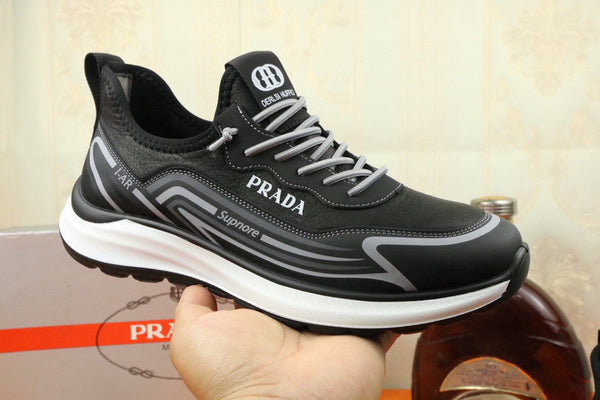 PRA SNEAKER IN BLACK MIX GREY CALFSKIN AND BREATHABLE MESH
