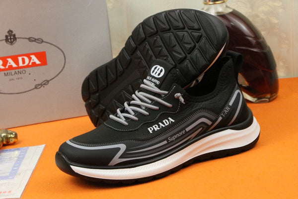 PRA SNEAKER IN BLACK MIX GREY CALFSKIN AND BREATHABLE MESH