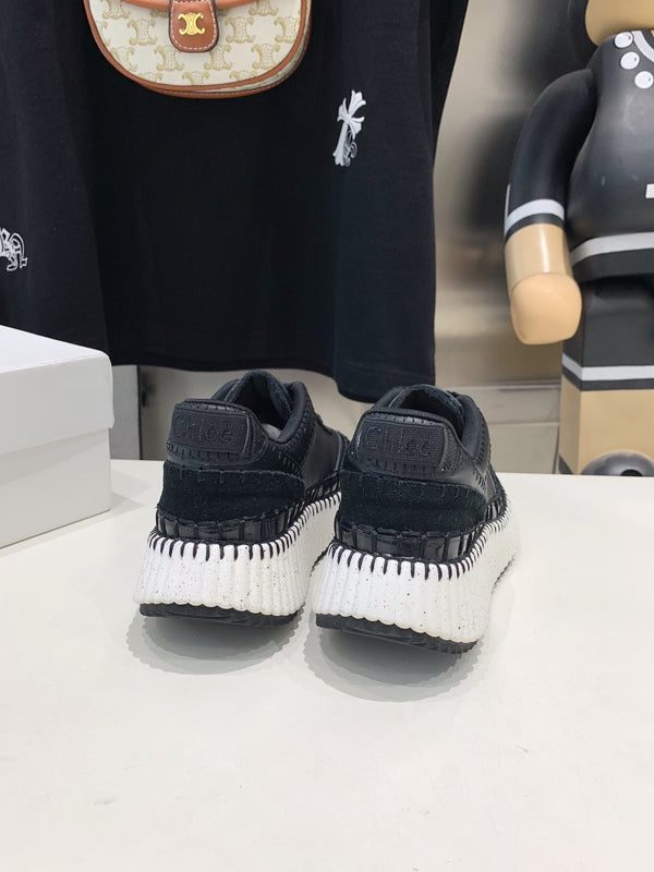 CHLOÉ NAMA SNEAKER 5 CM IN BLACK CALFSKIN