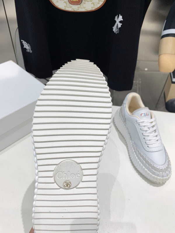 CHLOÉ NAMA SNEAKER 5 CM IN WHITE CALFSKIN