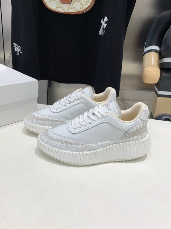CHLOÉ NAMA SNEAKER 5 CM IN WHITE CALFSKIN